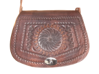 Small double-pocket openwork artisan bag with click