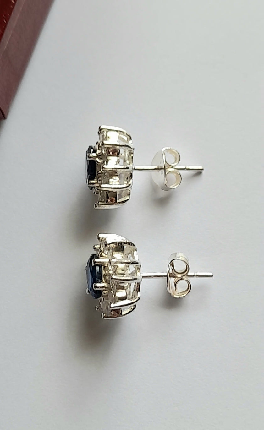 Princess Diana Inspired Earrings: Elevate Your Elegance with Blue Simulated Sapphire in 925 Sterling Silver