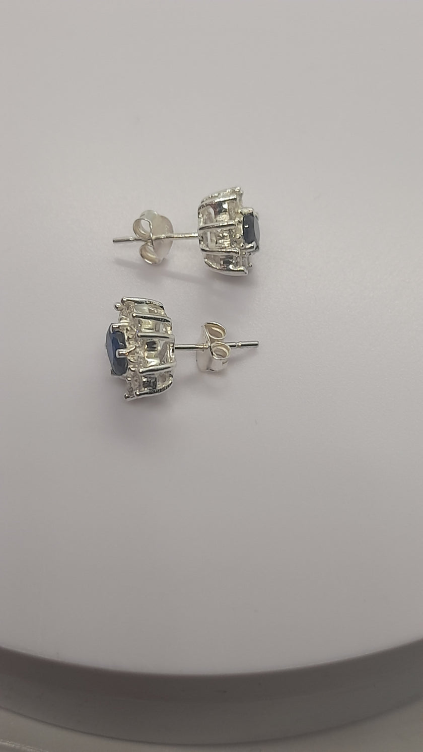 Princess Diana Inspired Earrings: Elevate Your Elegance with Blue Simulated Sapphire in 925 Sterling Silver
