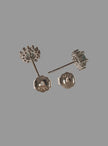 Green Round Emerald Diamonds Princess Style 925 Sterling Silver Earrings Stud
