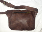 Square fanny artisan leather pack with 3 zippers