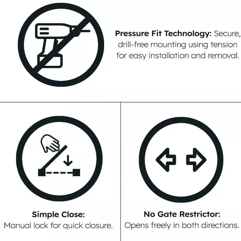 FYLO Baby Safety Stair Gate Pressure Fit Extra Wide - Grey