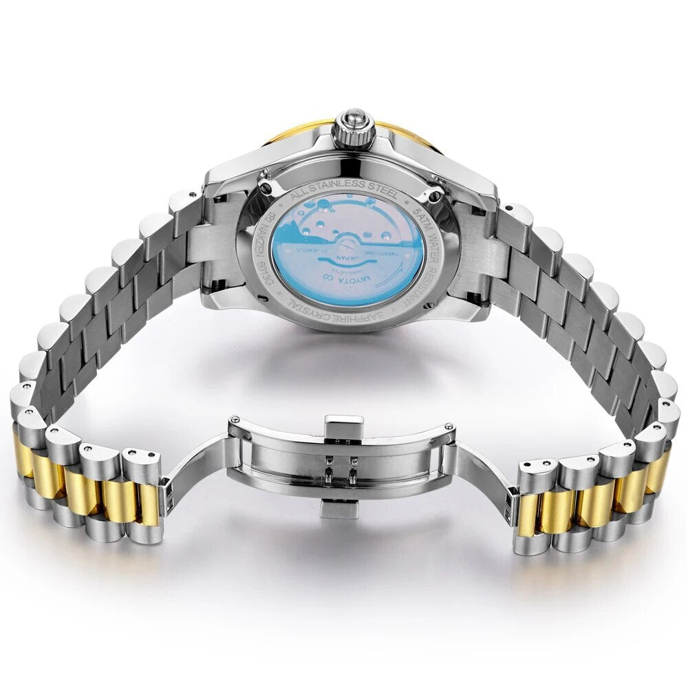 NAKZEN Men Japan NH35 Movement Automatic Mechanical Diamond Stainless Steel Bracelet Watches Relogio Masculino 6013