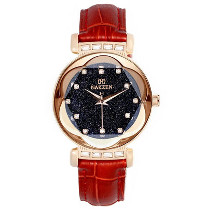 NAKZEN Women Diamond Elegant Starry Sky Watches Ladies Creative Roman Fashion Waterproof Quartz
