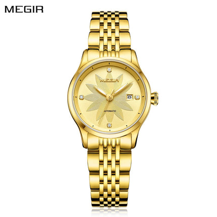 MEGIR Fashion Casual Watch for Women Sapphire Crystal Mechanical Stainless Steel