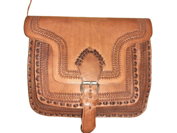 Hecho a mano large embossed buckle handbag