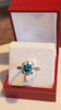Blue Green Ocean Natural Briliance Cluster Ring Earrings 14 Ct White Gold