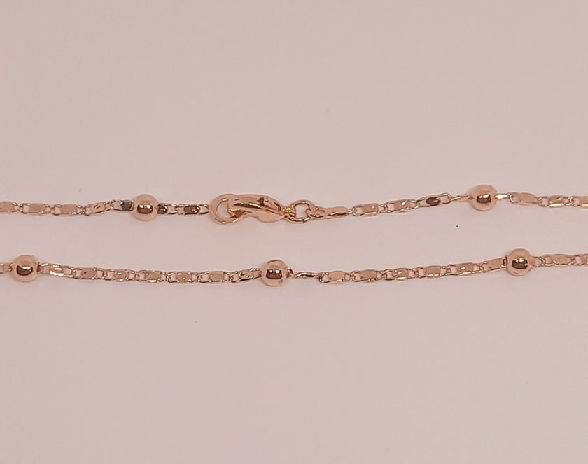 14 Ct/585 Rose Gold Filled Charm Pendant And Ball Bead Chain Necklace 20 Inch