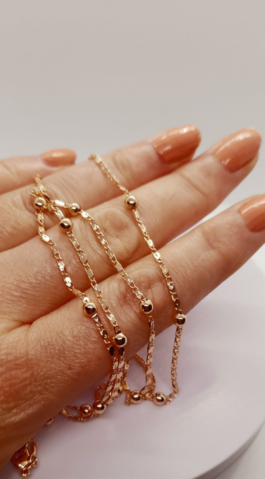 14 Ct/585 Rose Gold Filled Charm Pendant And Ball Bead Chain Necklace 20 Inch