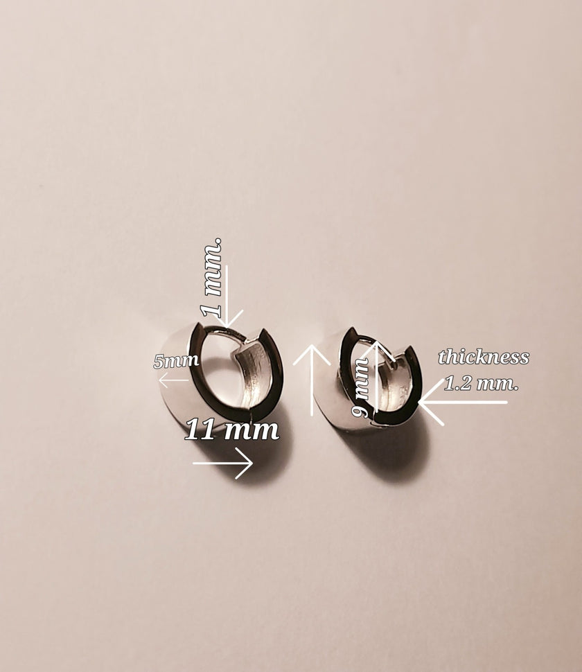 Italian Style High Quality Polished 11MM Earrings Hoop Platinum Plate Silver 925