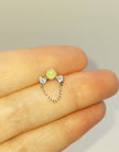 Fire Opal Diamonds 18K White Gold Silver Piercing Cartilage Single Stud Gift 