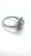 2CT Cushion Shape Crystal Aurora Borealis Halo Ring Solid Rhodium Plated 4.2 g