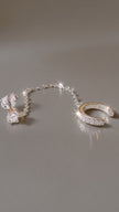 Single Sparkling Zircon Twisted Stud Earring Cuff Clip Tassel Platininum Plated