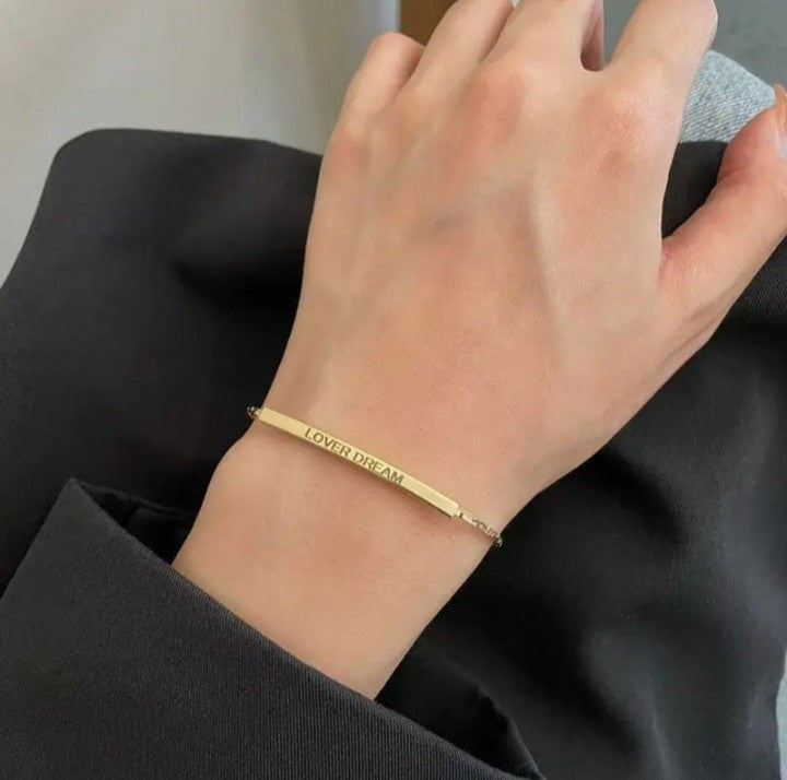 ,,Lover Dream,, 18 k gold plated lucky stainless steel fashion slider bracelet