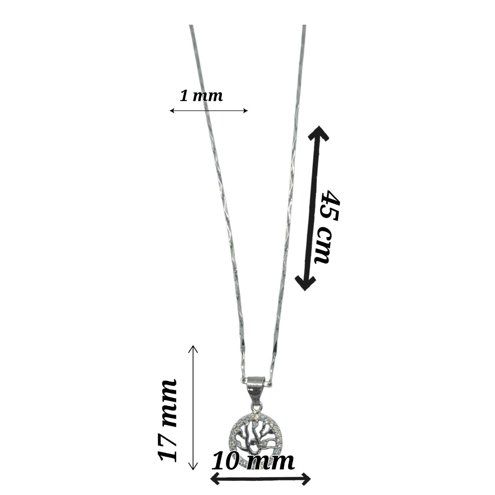 925 Sterling Silver  FamilyTree Pendant Necklace Earrings Stud Set  Rhodium Plat