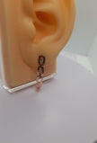 Rolled RG 585 Rose Gold  White Zirconia Earrings Hoops English Lock