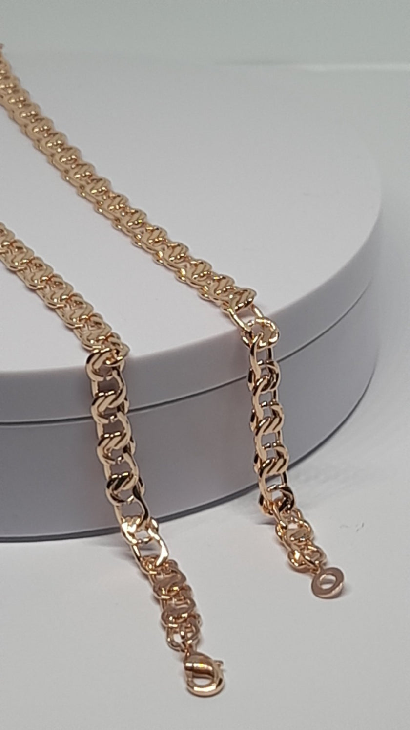14 Ct Rose Gold Filled Double Curb Chain Necklace 24 Inch