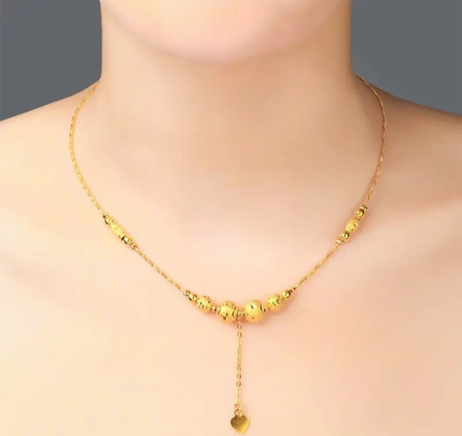 24K Gold Plated Dubai Style Chain Necklace Cross-Border Gold  Bead's 18 Inch