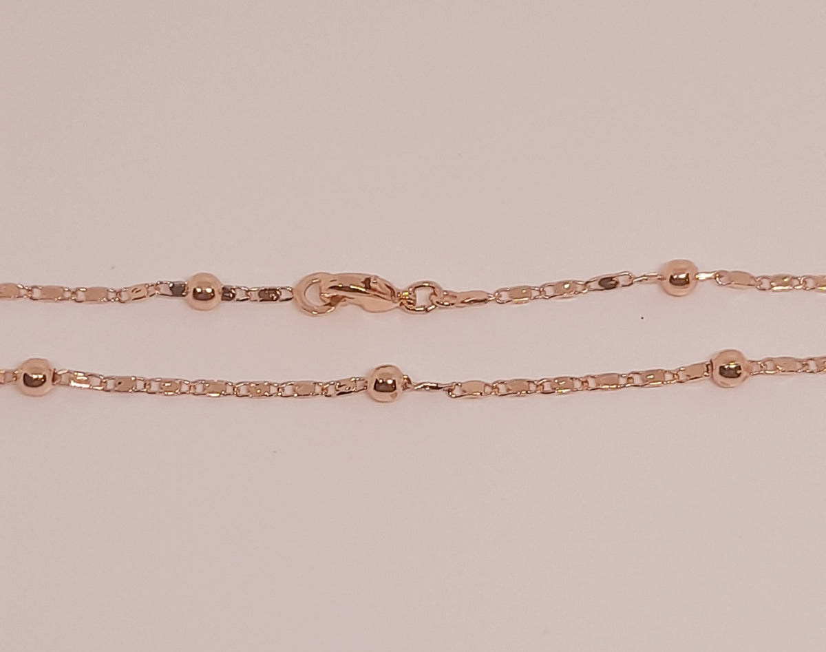 14 Ct/585 Rose Gold Filled Charm Pendant And Ball Bead Chain Necklace 24 Inch