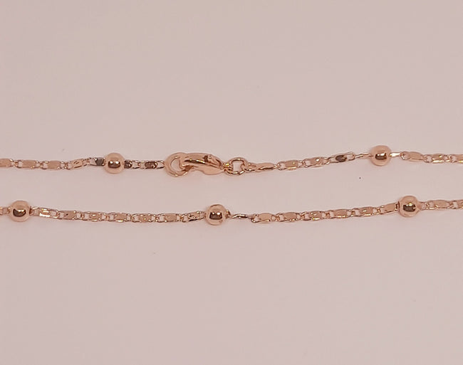 14 Ct Rose Gold Filled  Ball's Beaded Chain Bracelet 8 Inch Necklace 20, 24 Inch