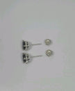Black Simulated Agate 8 Mm, 7 Mm White Gold Plated 925 Sterling Silver Earrings 