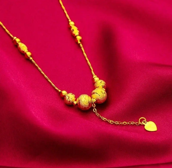 24K Gold Plated Dubai Style Chain Necklace Cross-Border Gold  Bead's 18 Inch