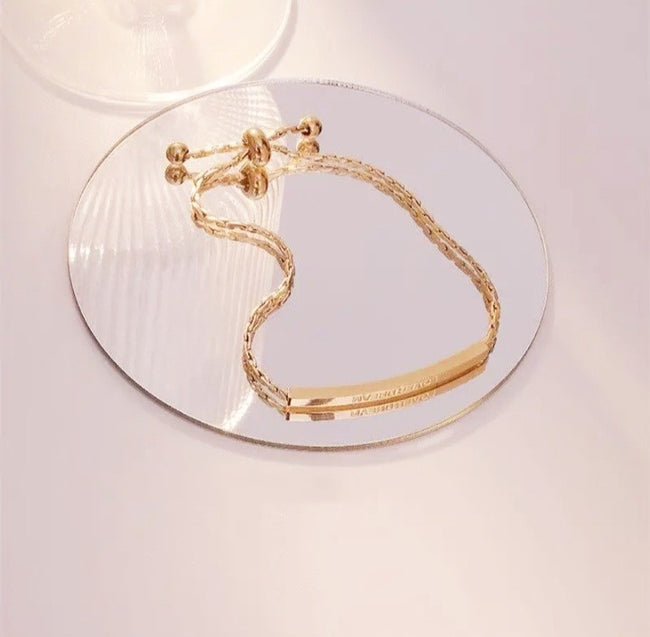 ,,Lover Dream,, 18 k gold plated lucky stainless steel fashion slider bracelet