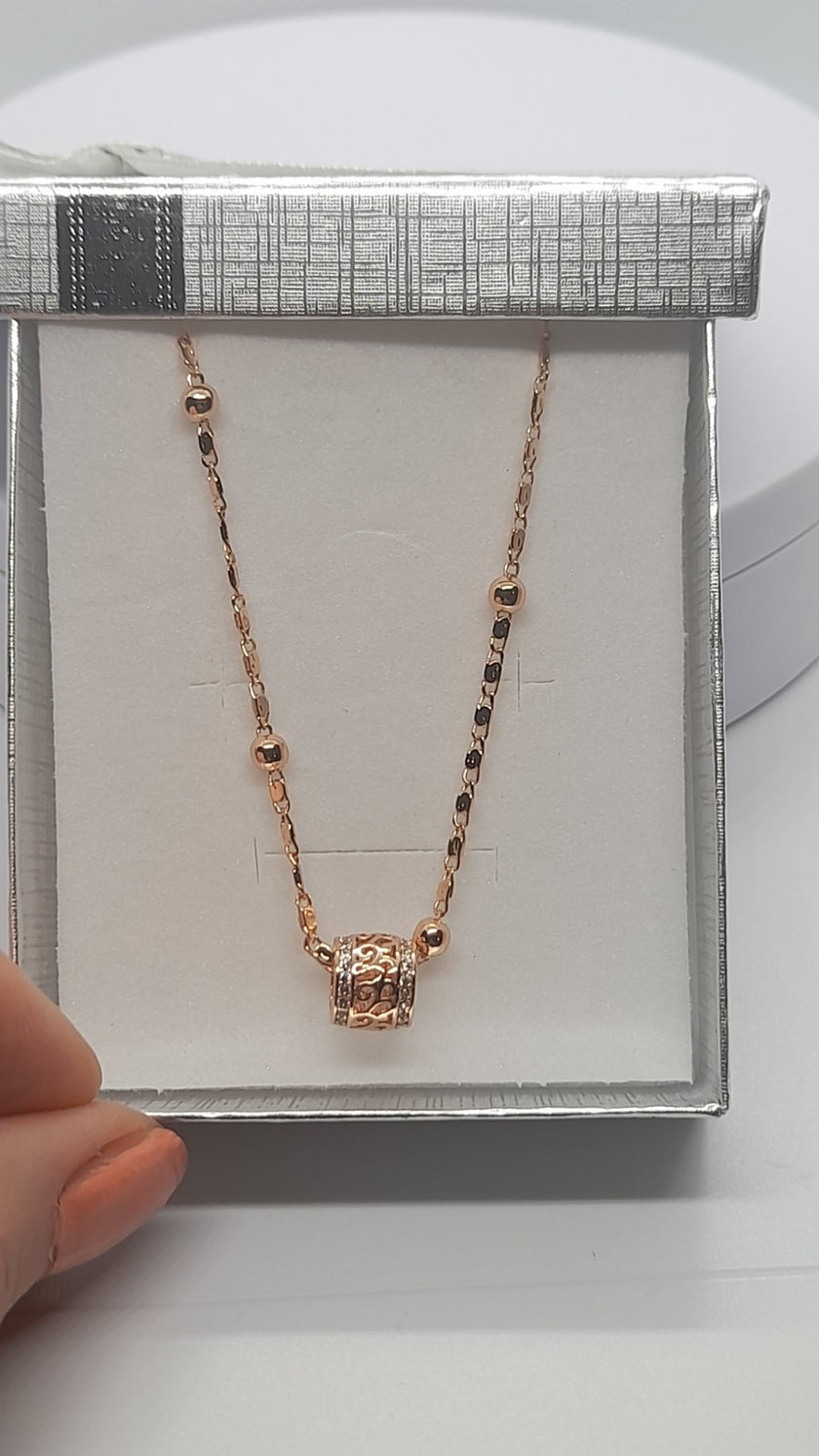 14 Ct/585 Rose Gold Filled Charm Pendant And Ball Bead Chain Necklace 20 Inch