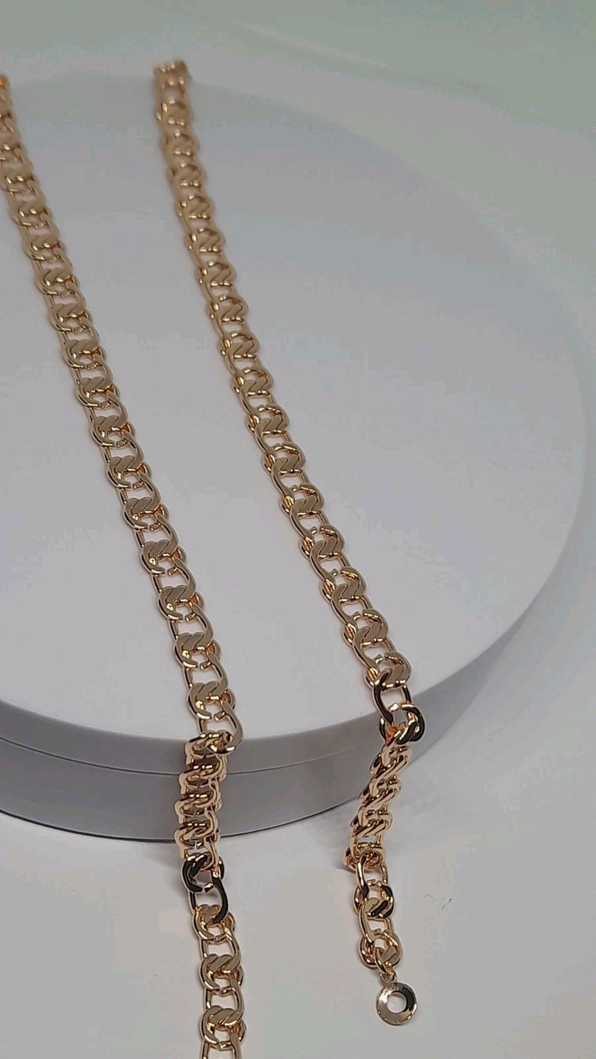 14 Ct Rose Gold Filled Double Curb Chain Necklace 24 Inch