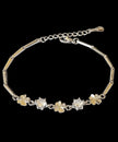 Lucky Clover Sparkling Diamente 925 Sterling Silver Polished Platinum Bracelet