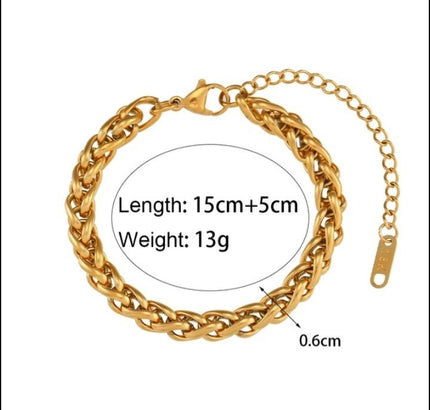 Antic 18 K Yellow  Gold Plated Link Chain Bracelet 15+5 cm