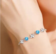 Lucky Clover Sparkling Diamente 925 Sterling Silver Polished Platinum Bracelet