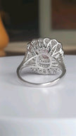 1.75 Ct Pink Morganite Diamonds Large Cocktail Ring In 14 Ct White Gold Filled