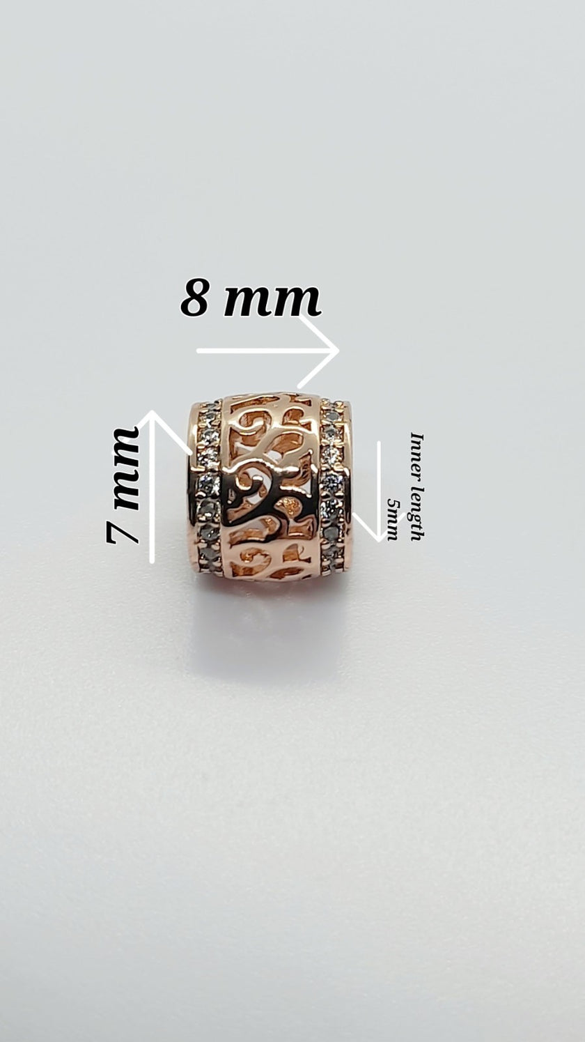 14 Ct/585 Rose Gold Filled Charm Pendant And Ball Bead Chain Necklace 20 Inch