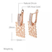 Rolled RG 585 Rose Gold  White Zirconia Earrings Hoops English Lock