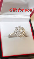 Fashion 1.5 Ctw Moissanite Halo Coctail Ring 925 Sterling SilverIn Red Gift Box