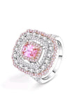 1.75 Ct Pink Morganite Diamonds Large Cocktail Ring In 14 Ct White Gold Filled