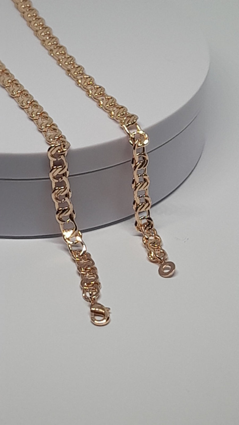 14 Ct Rose Gold Filled Double Curb Chain Necklace 24 Inch