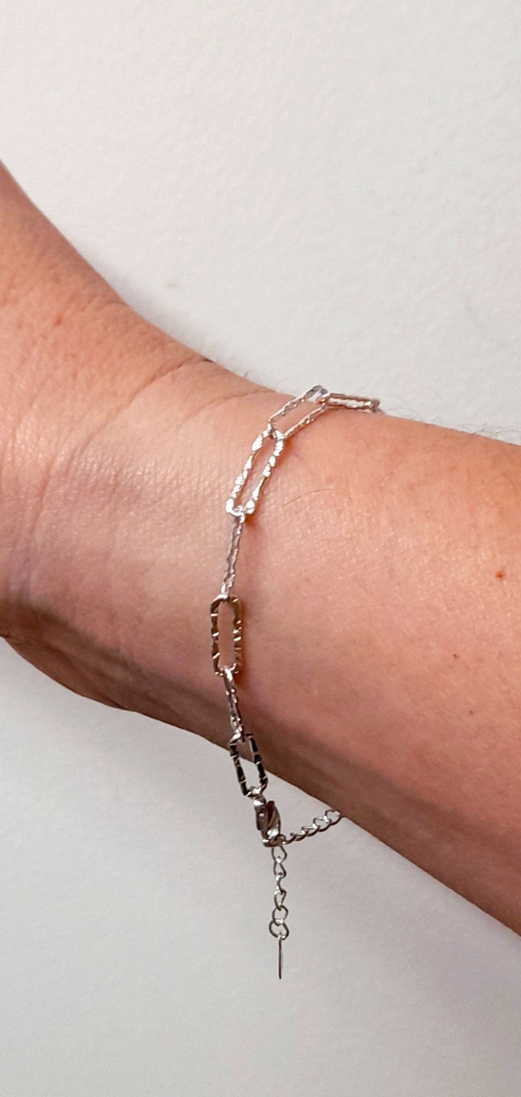 925 Sterling Silver Hammered Pepper Link Chain Bracelet