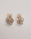 14Ct/585 Rose Filled High Quality Earrings Flower Shaped English Lock