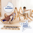 Apollo Climbing Set: Pikler Triangle, Net, Arch, Slide Board, and Cushion