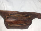 Square fanny artisan leather pack with 3 zippers