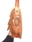 Hecho a mano large embossed buckle handbag