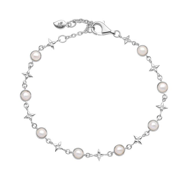 Laura Ashley Silver Hartley Check Mabe Pearl Tennis Bracelet