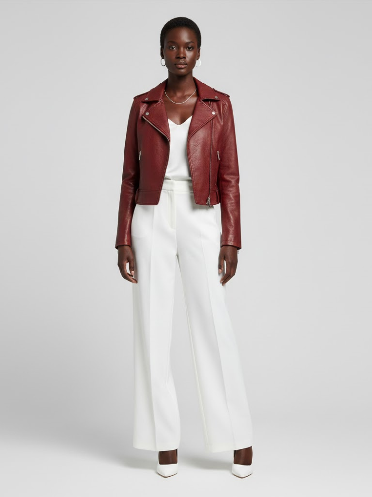 Burgundy Vegan Leather Biker Jacket MULBERRY: New Colección COUTURE in NOLITA - BYMANYC ® New York