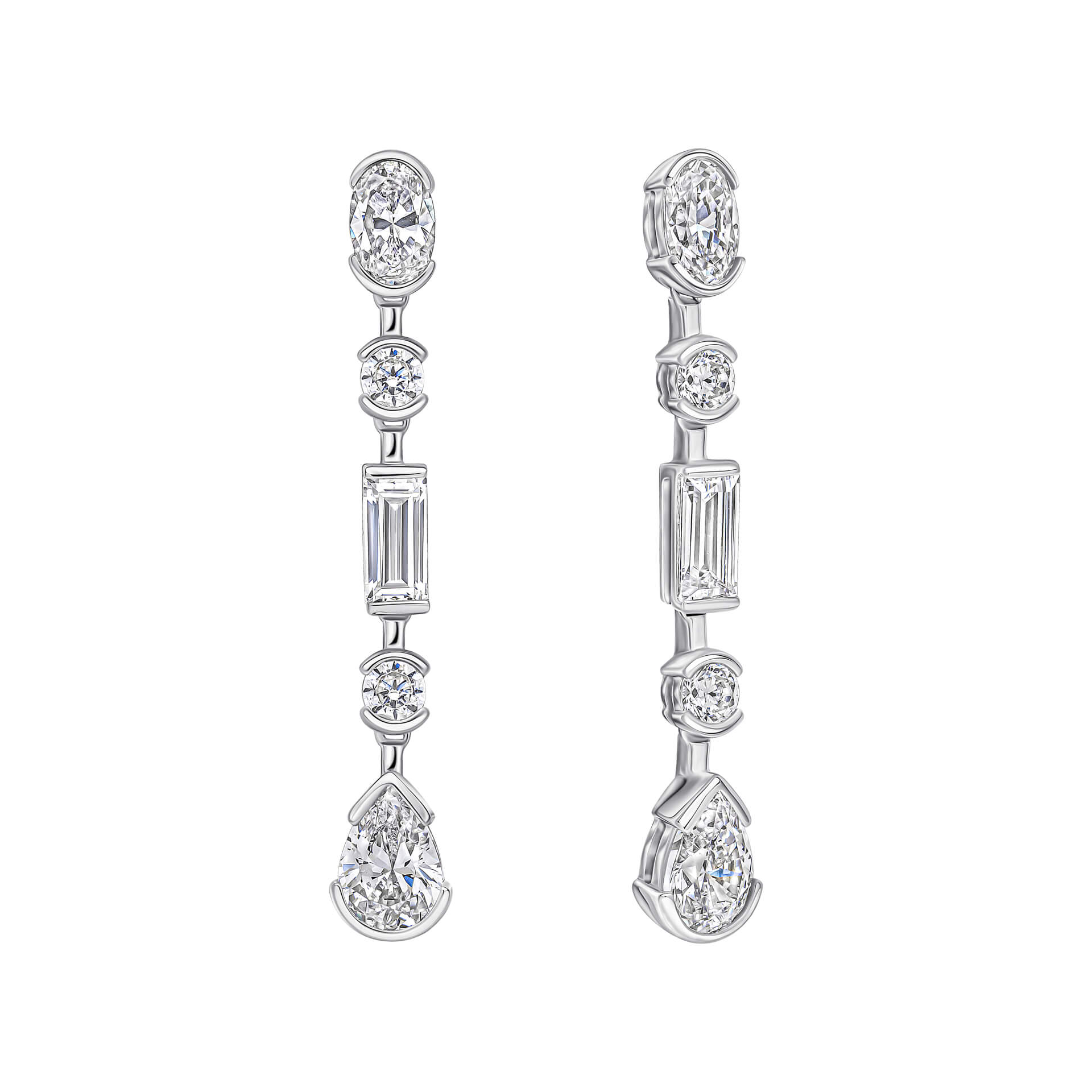 Diamonfire Elongated Half Bezel Drop Earrings-0