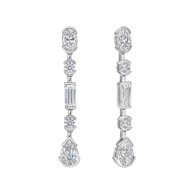 Diamonfire Elongated Half Bezel Drop Earrings-0