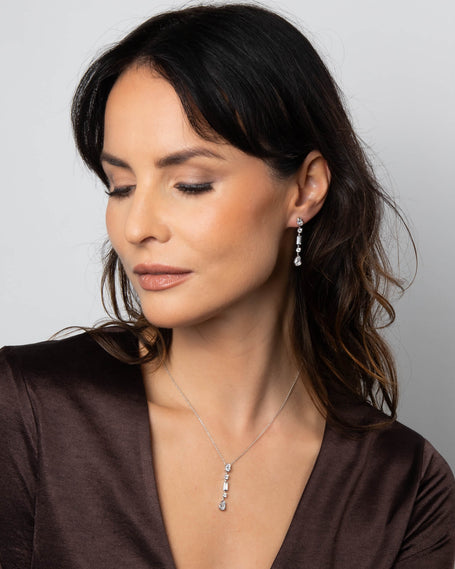 Diamonfire Elongated Half Bezel Drop Earrings-2