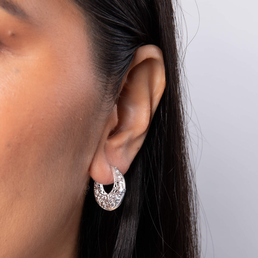 Laura Ashley Fashion Powley Lace Hoop Earrings-1