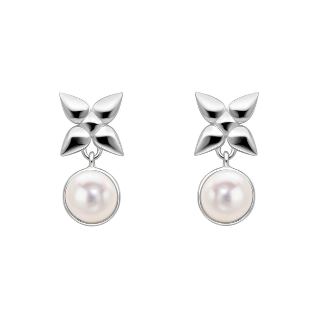 Laura Ashley Silver Hartley Check Mabe Pearl Drop Earrings